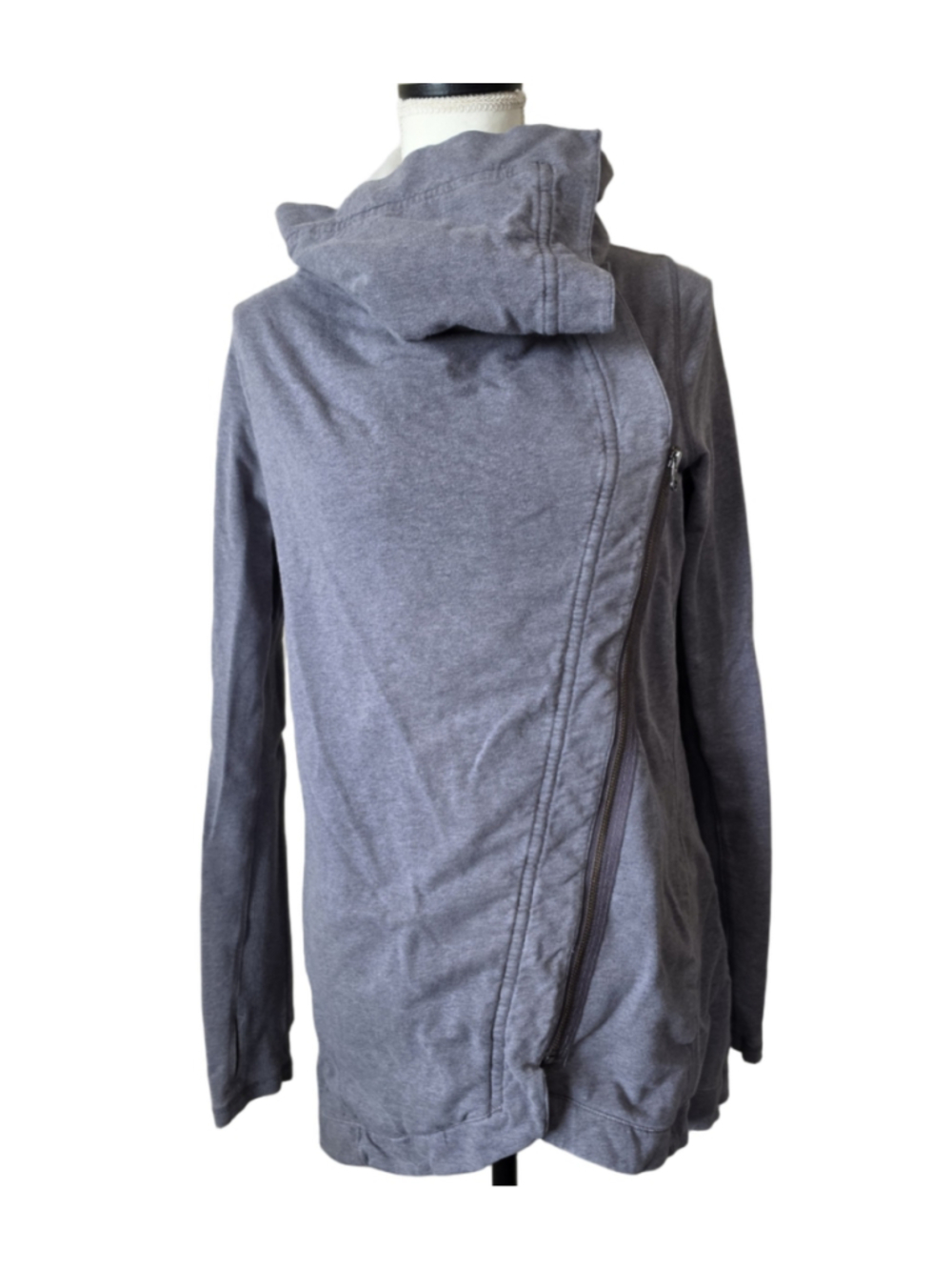Lululemon Asymmetrical Zip High Neck Wrap Jacket Heathered Purple Grey Size M